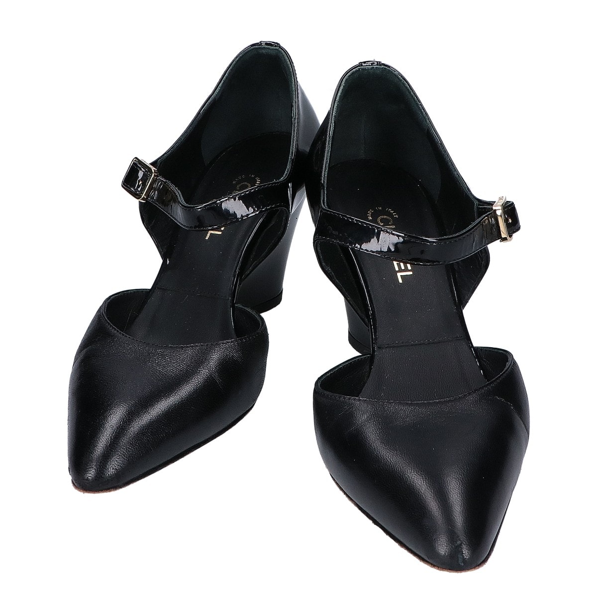 シャネル G35426 ココマーク パテント/レザー ポインテッドトゥ パンプス 35C