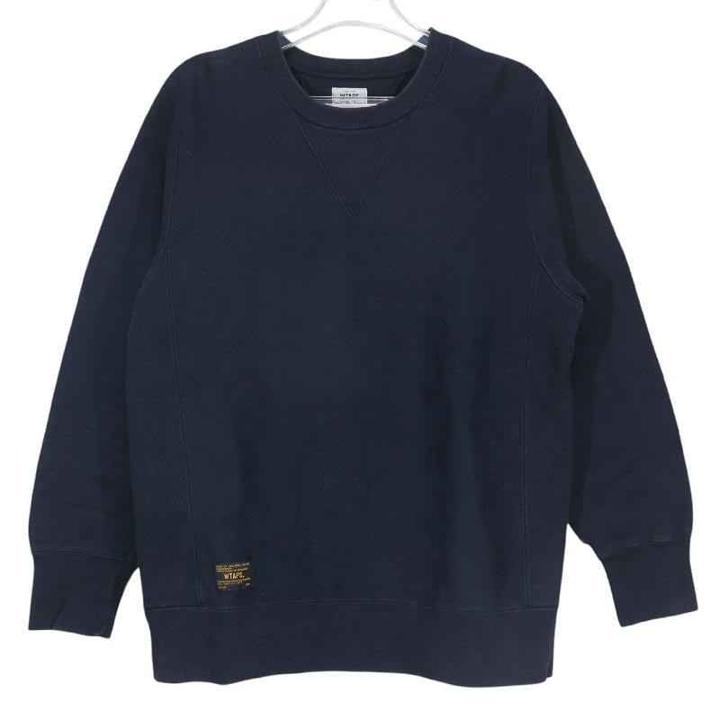 WTAPS ダブルタップス 14AW HELLWEEK CREW NECK/SWEATER.COTTON 142ATDT-CSM14 ヘルウィーク クルーネック スウェットシャツ ネイビー トップス トレーナー サイズL