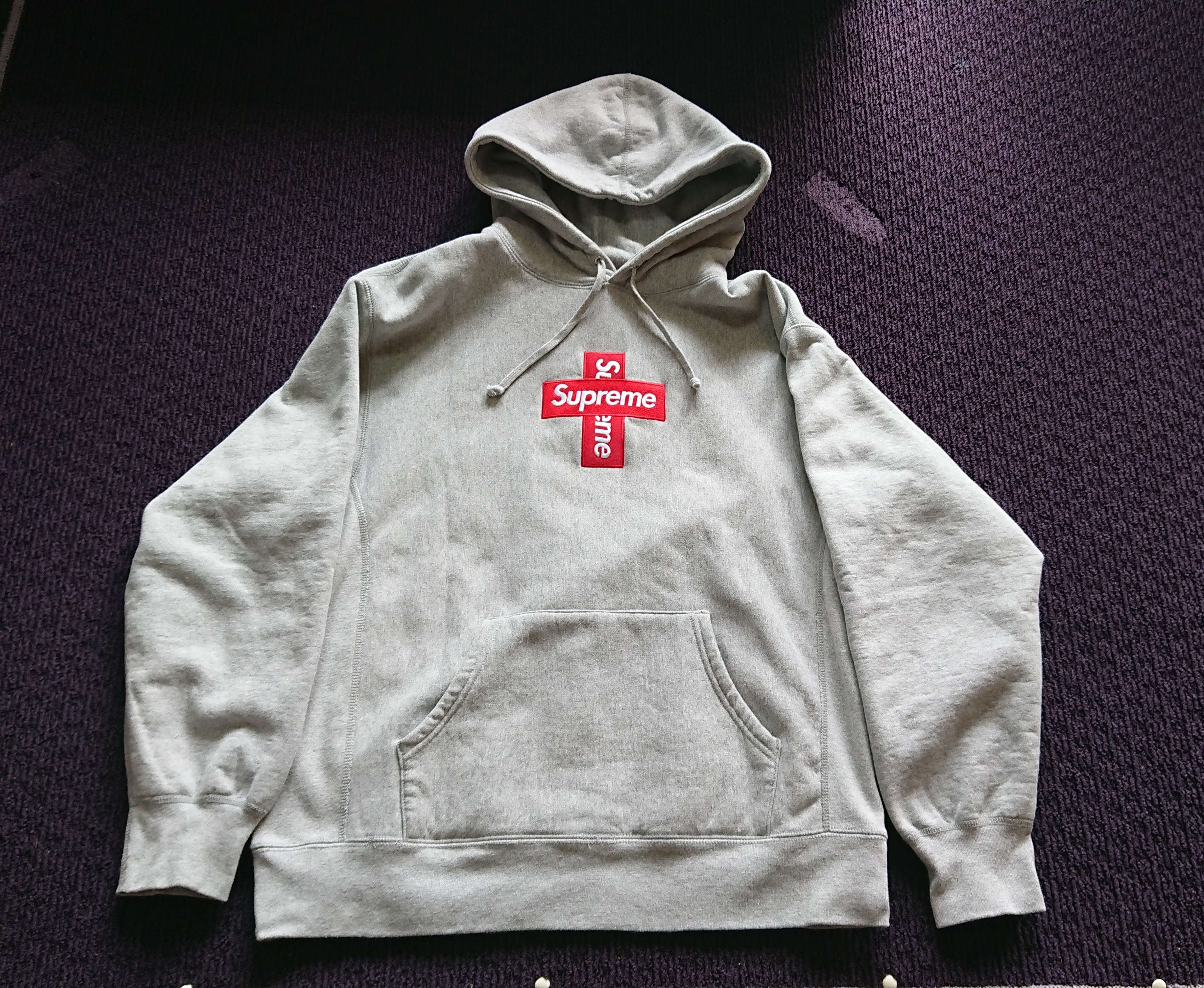 Supreme Cross Box Logo Hooded Sweatshirt "Grey"