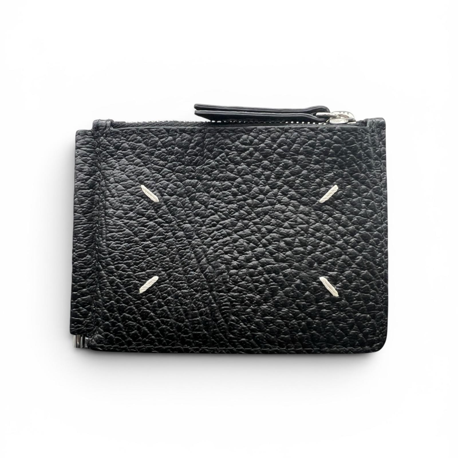Maison Margiela 極美品 メゾンマルジェラ 4ステッチ WALLET SLIM 2 PINCER 二つ折り財布 コンパクトウォレット マネークリップ SA1UI0022 レザー 2023年 ブラック Aランク 中古 鑑定済