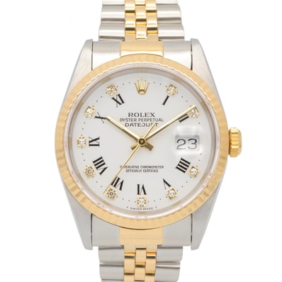 ロレックス ROLEX デイトジャスト 10Pダイヤ S番 腕時計 時計 K18(イエローゴールド) ステンレススチール ダイヤモンド メンズ ゴールド系 16233G 【中古】