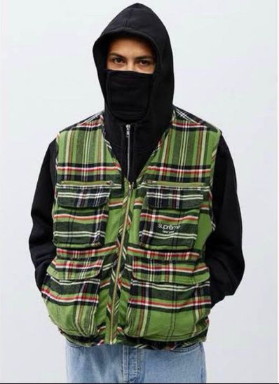 Supreme Tartan Flannel Cargo Vest "Green"