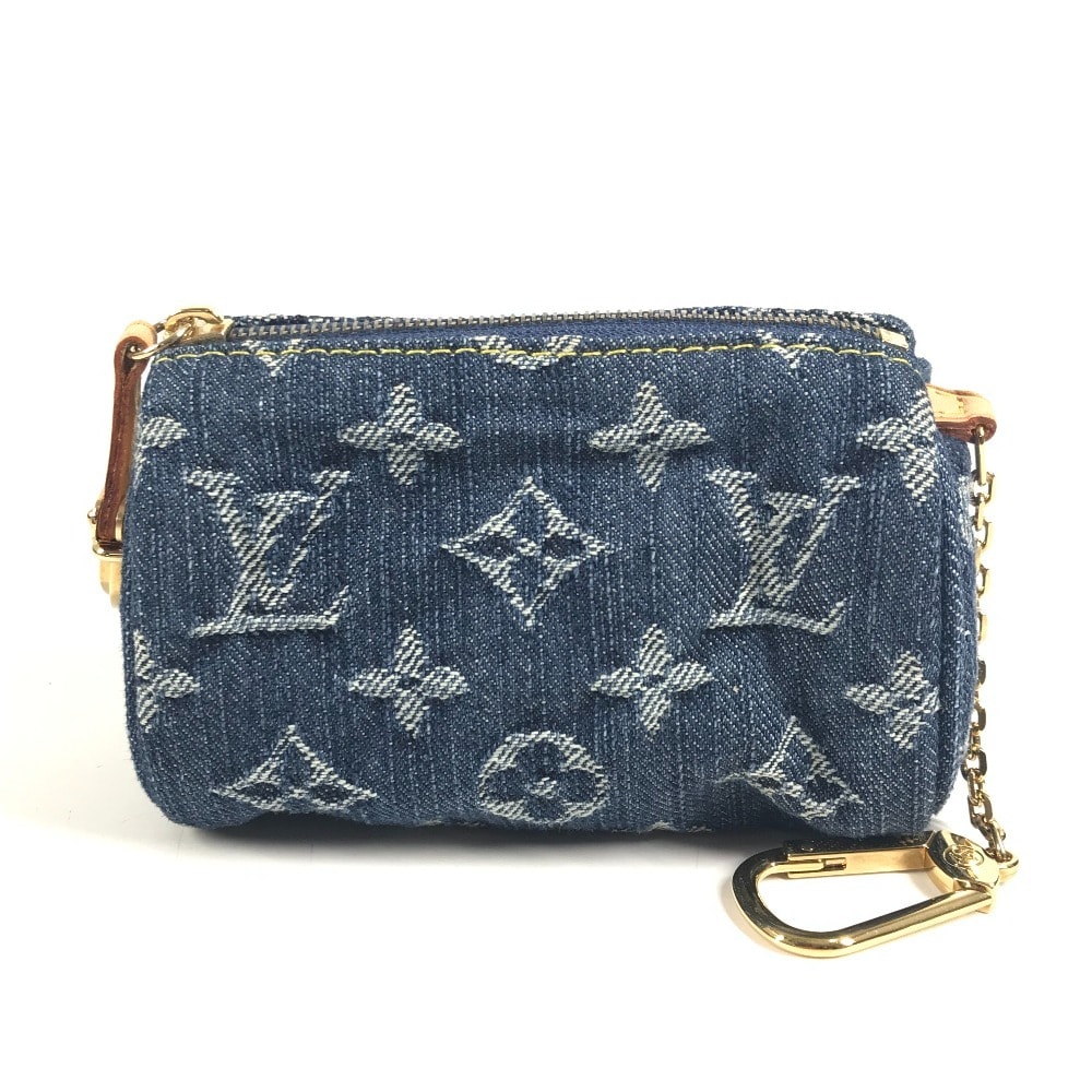 ルイヴィトン LOUIS VUITTON トゥルース スピーディPM M95082 モノグラムデニム キーリング付き コインケース 財布 チャーム ポーチ モノグラムデニム ブルー 美品