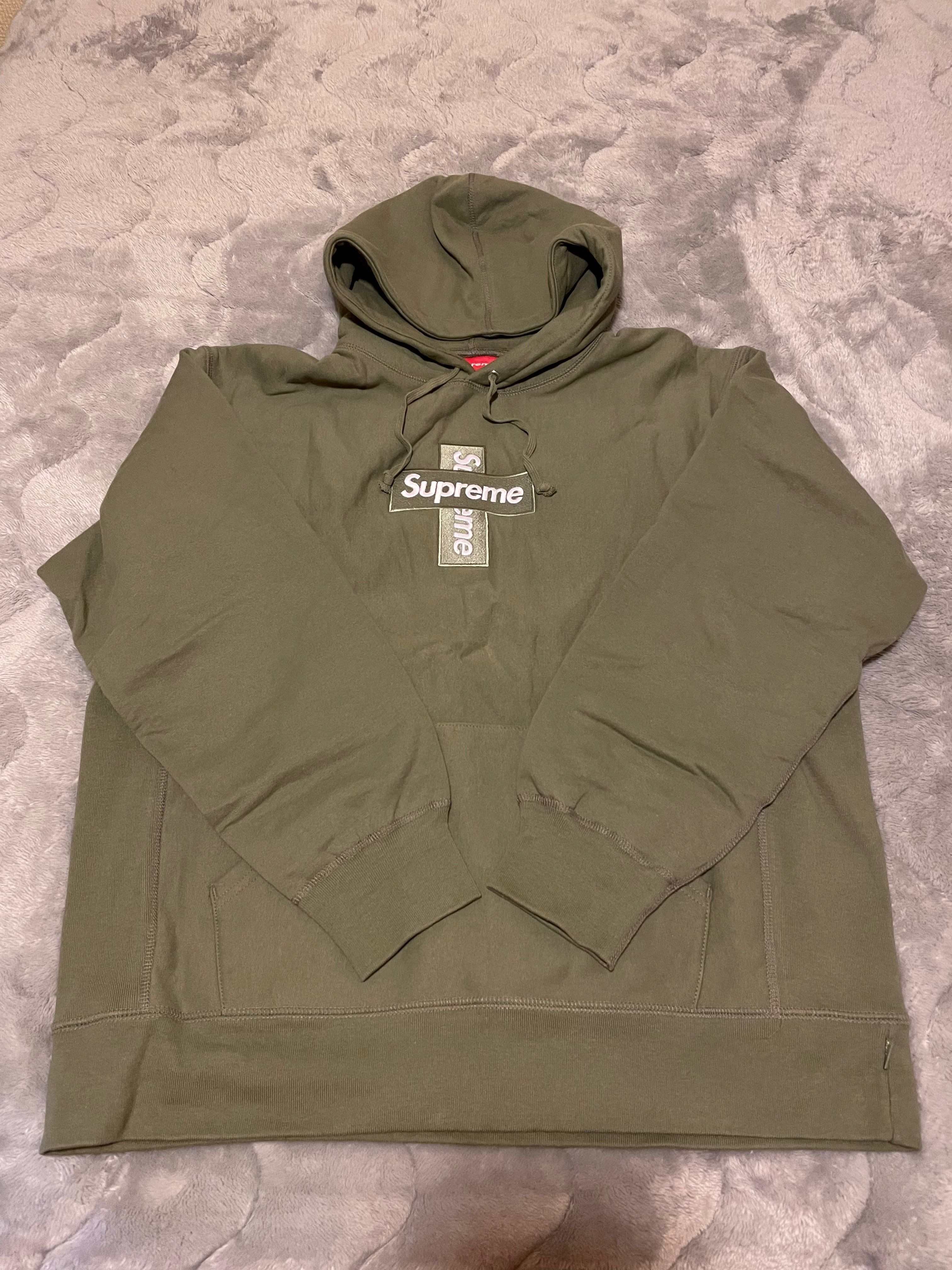 Supreme Cross Box Logo Hooded Sweatshirt "Light Olive"