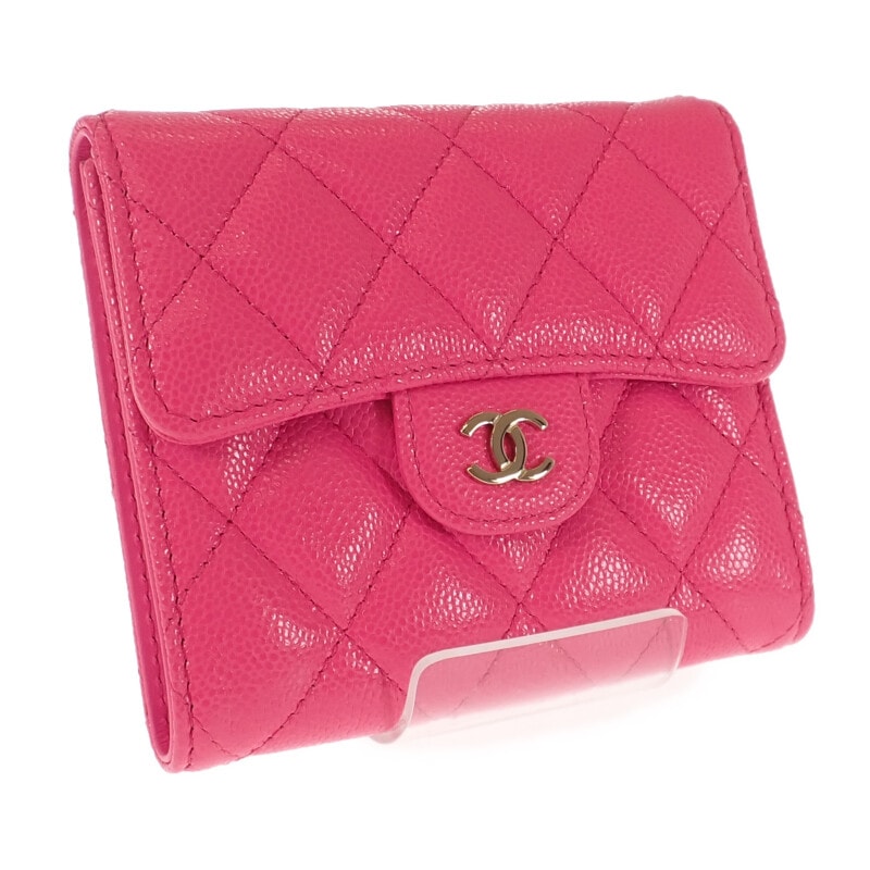 シャネル CHANEL クラシックフラップウォレット AP0231 二つ折り財布 キャビアスキン フューシャピンク レディース【中古】【Aランク】