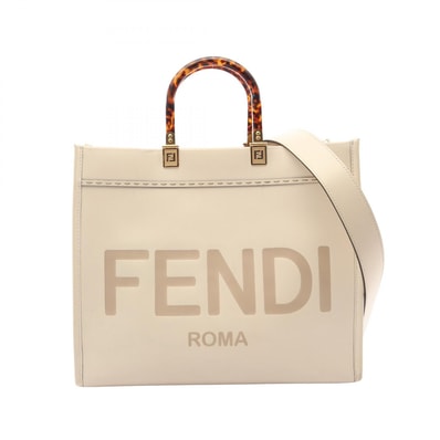 フェンディ FENDI SUNSHINE MEDIUM サンシャイン ミディアム 2WAY トートバッグ バッグ レザー レディース アイボリー系 / グレー系 8BH386 【中古】