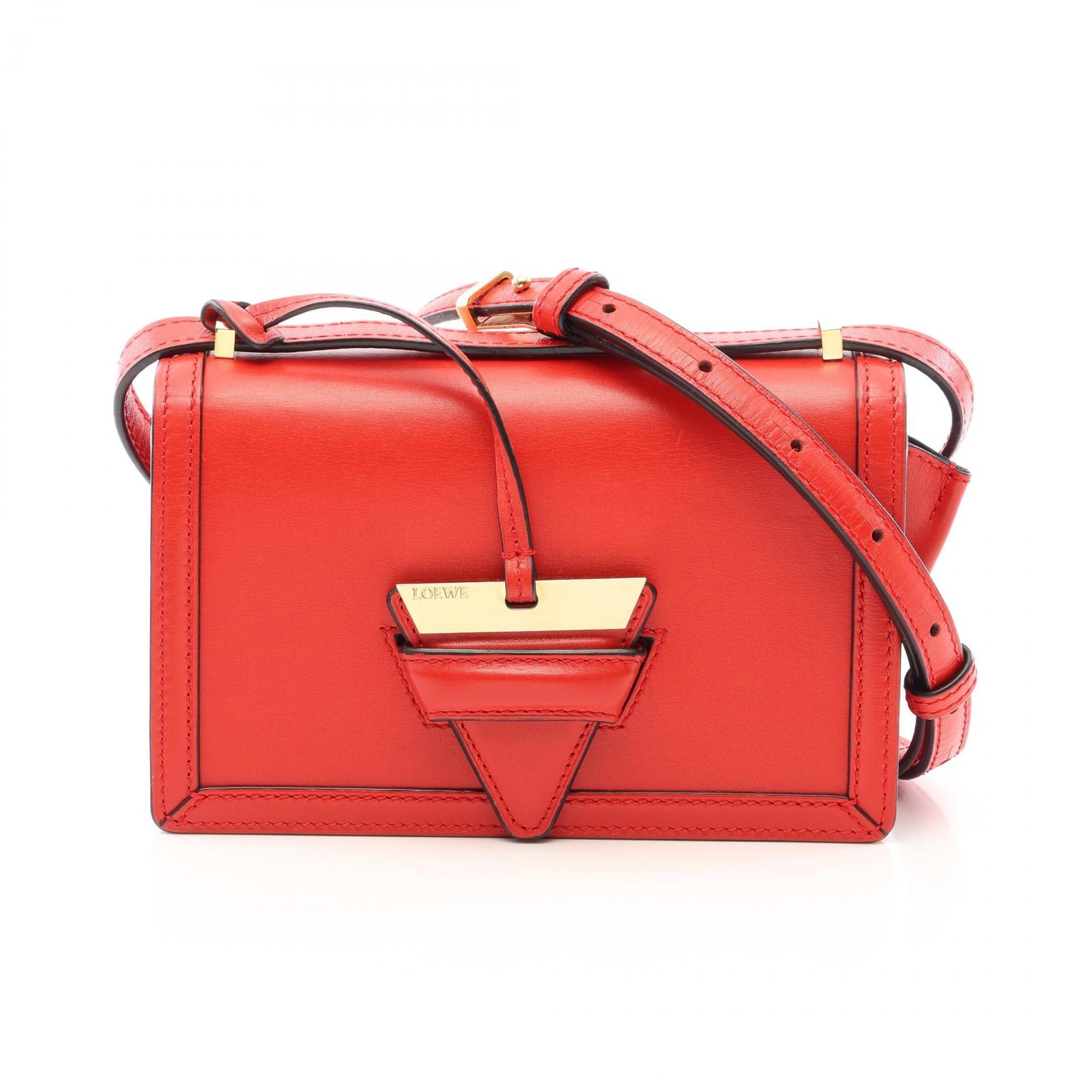 ロエベ LOEWE バルセロナ ショルダーバッグ ショルダーバッグ バッグ レザー レディース レッド系 【中古】
