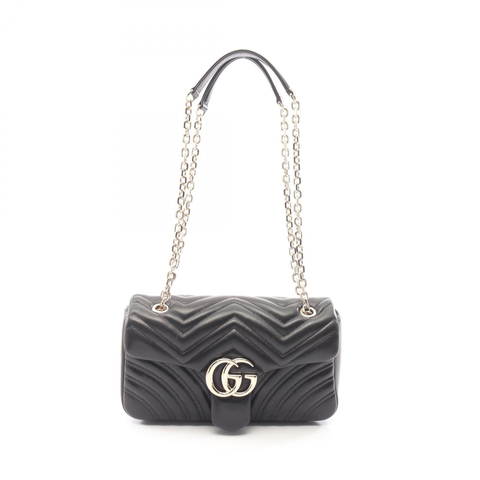 グッチ GUCCI GGマーモント ミディアム ショルダーバッグ バッグ レザー レディース ブラック系 837267AAE381000 【新品】
