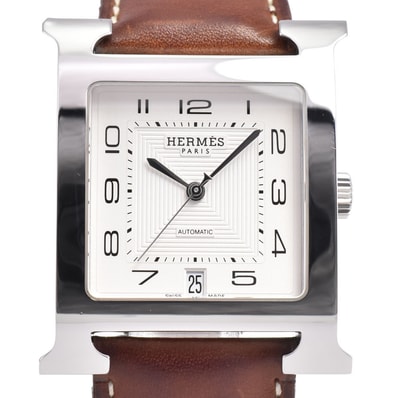 エルメス HERMES HH2.810 Hウォッチ TGM デイト シルバー 自動巻き メンズ 美品 腕時計 G#147136