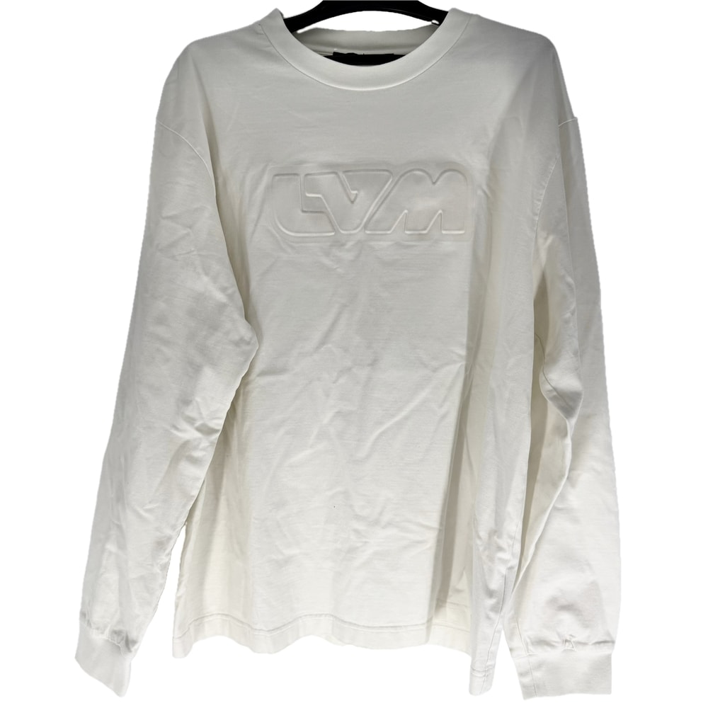 LOUIS VUITTON ルイヴィトン 長袖Tシャツ エンボスLVロングスリーブ トップス アパレル 服 L ホワイト 白 コットン メンズ 春 秋【中古品】