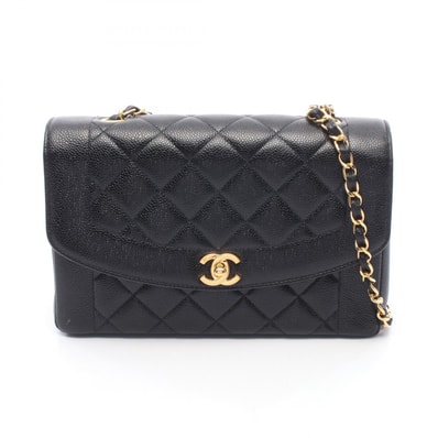 シャネル CHANEL マトラッセ ダイアナフラップ ショルダーバッグ バッグ キャビアスキン(グレインドカーフ) レディース ブラック系 【中古】
