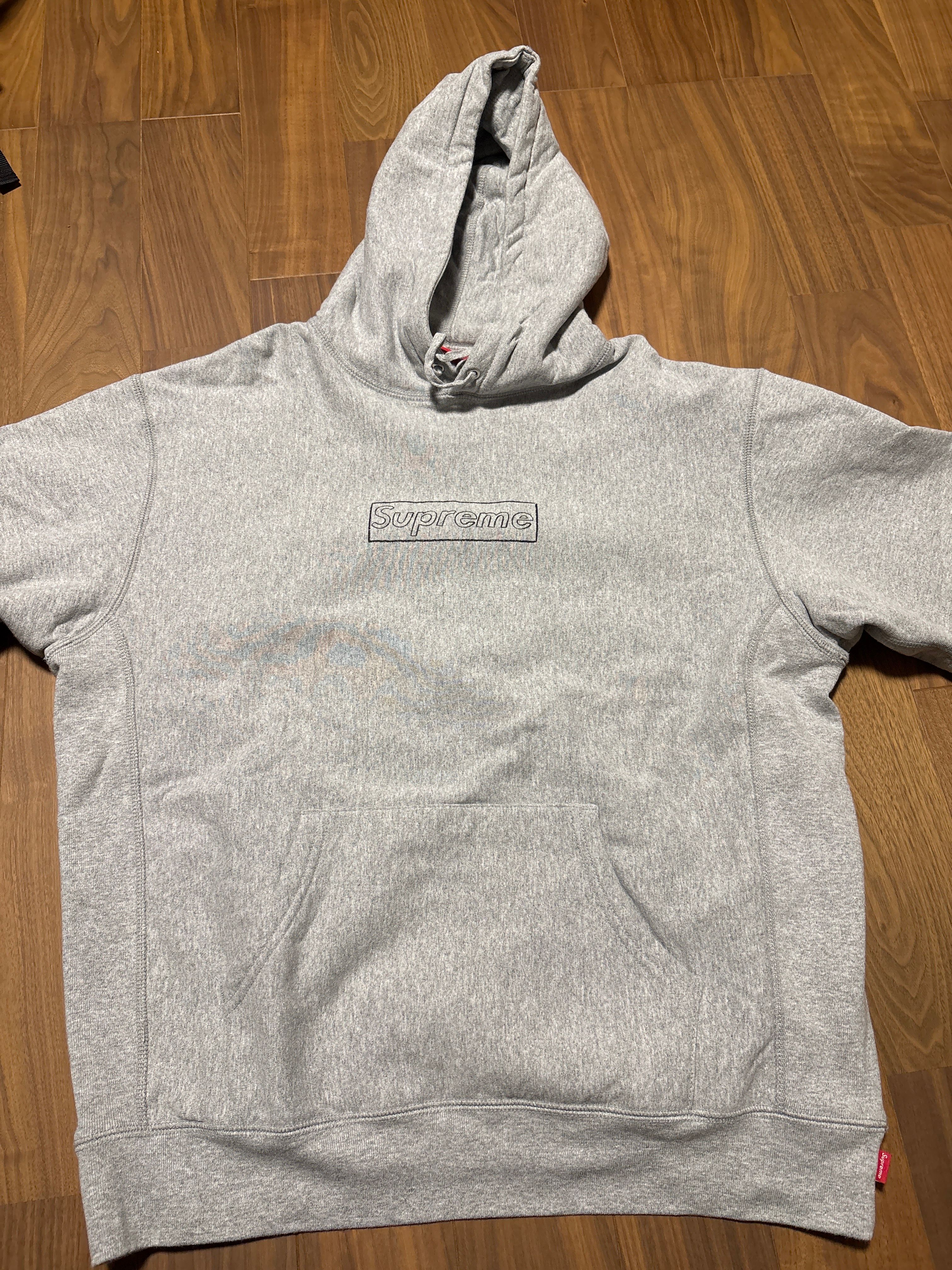 Supreme KAWS Chalk Logo Hooded Sweatshirt "Grey"(2021)
