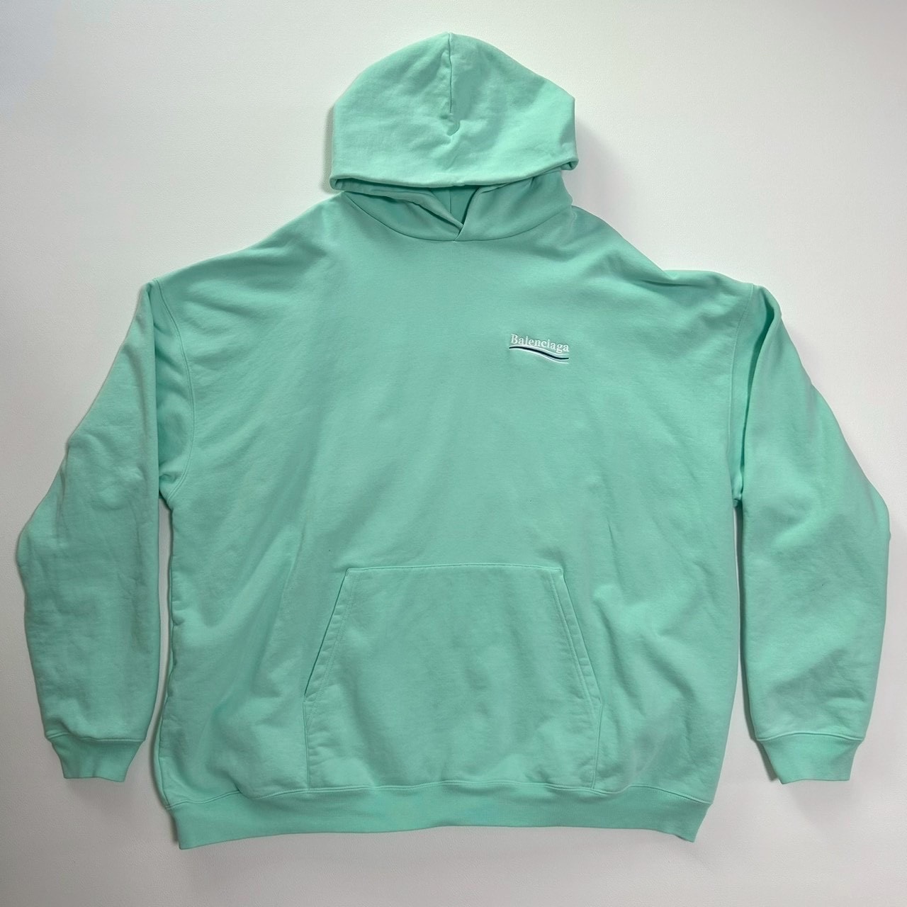 バレンシアガ メンズ ポリティカル キャンペーン フーディー ラージフィット "ミント" 620973 TKVI9 3461