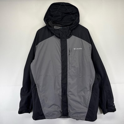 古着 コロンビア Columbia パーカー 大きいサイズ ワンポイントロゴ アウトドア ツートン ナイロン 2XT TALL グレー系 ツートン メンズ