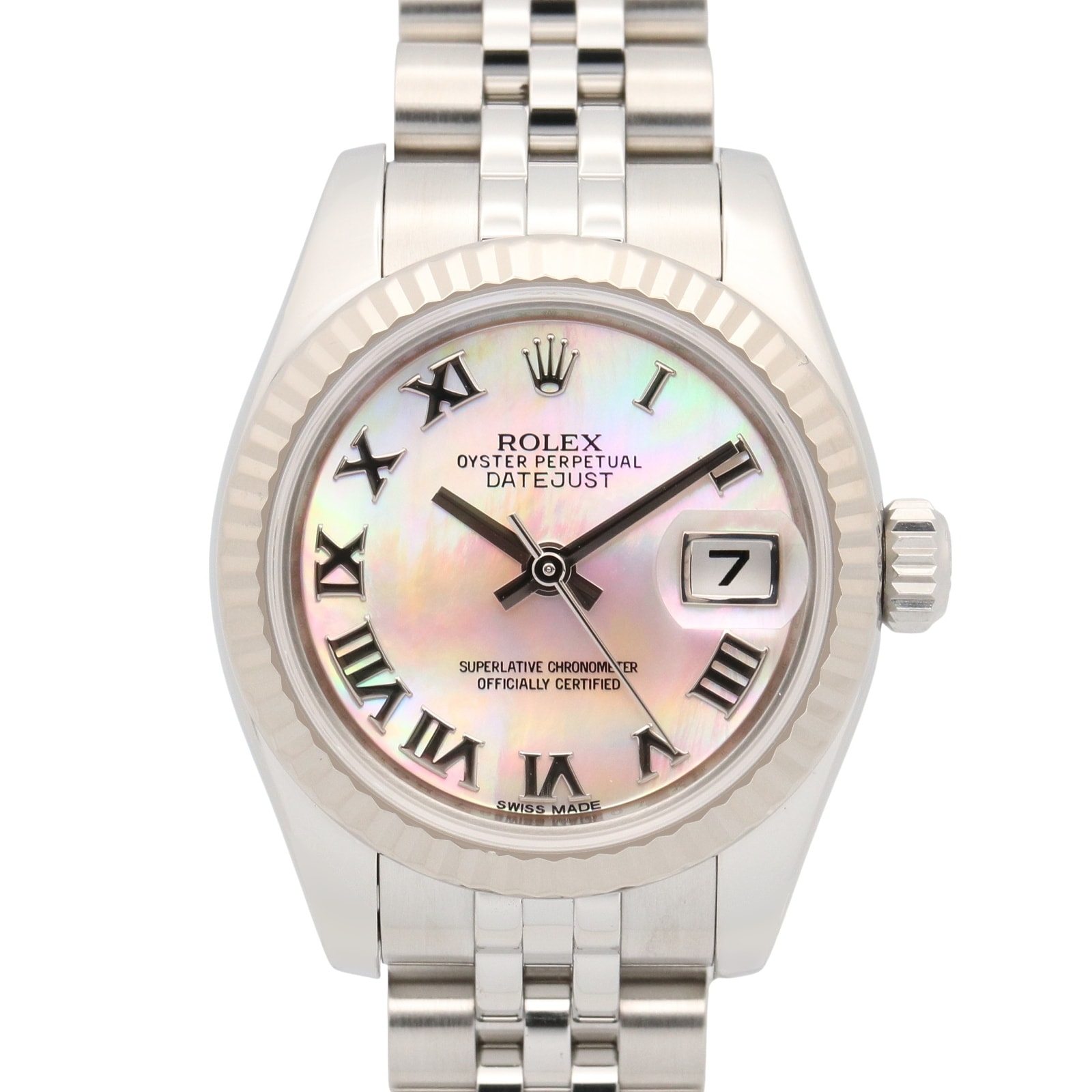 ロレックス ROLEX デイトジャスト ランダム番 腕時計 時計 K18WG(ホワイトゴールド) ステンレススチール レディース ピンク系 ピンクシェル/ローマ数字/ジュビリー 179174NR 【中古】