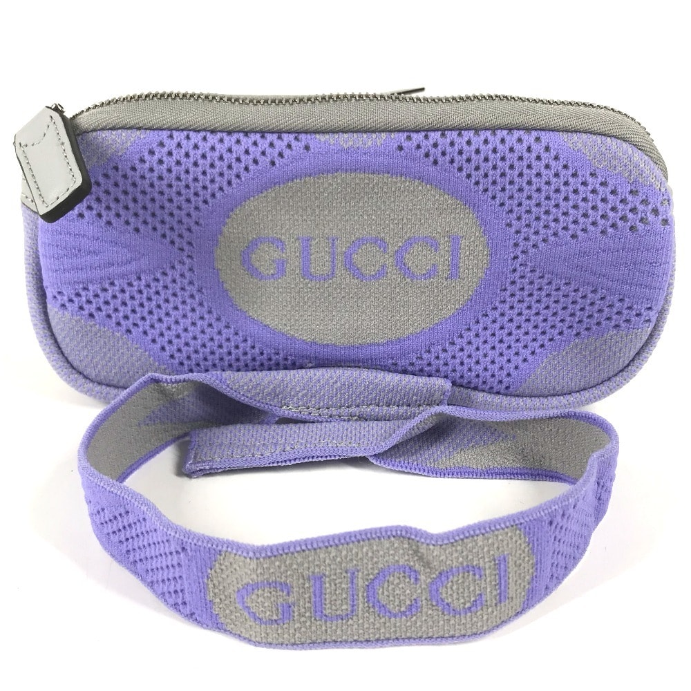 グッチ GUCCI ロゴ ポーチ GG 824707 サングラスケース ポーチ パープル 美品