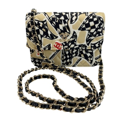 CHANEL シャネル アクセサリーポーチ ブラック×ゴールド レディース チェッカーフラッグ