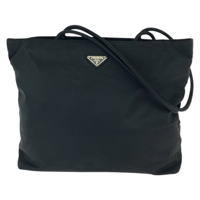 美品 PRADA プラダ テスート 三角ロゴプレート ブラック 黒 シルバー金具 ナイロン ショルダーバッグ トートバッグ 600960 【中古】