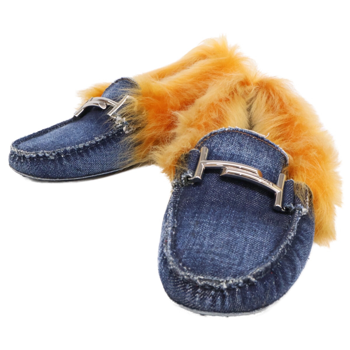 新品♡トッズ ダブルT デニム ファー ゴンミーニ ドライビングシューズ 40 TOD'S TODS トッズ ドライビングシューズ GOMMINO ゴンミーニ