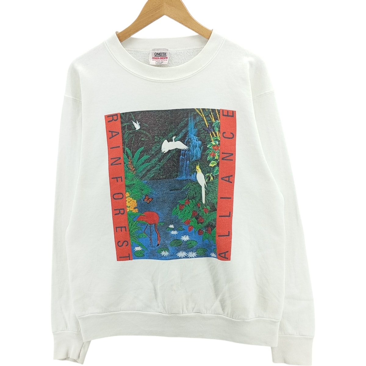 古着 90年代 オニータ ONEITA 鳥柄 メッセージ アニマル スウェットシャツ トレーナー USA製 メンズL相当 ヴィンテージ/eaa418810