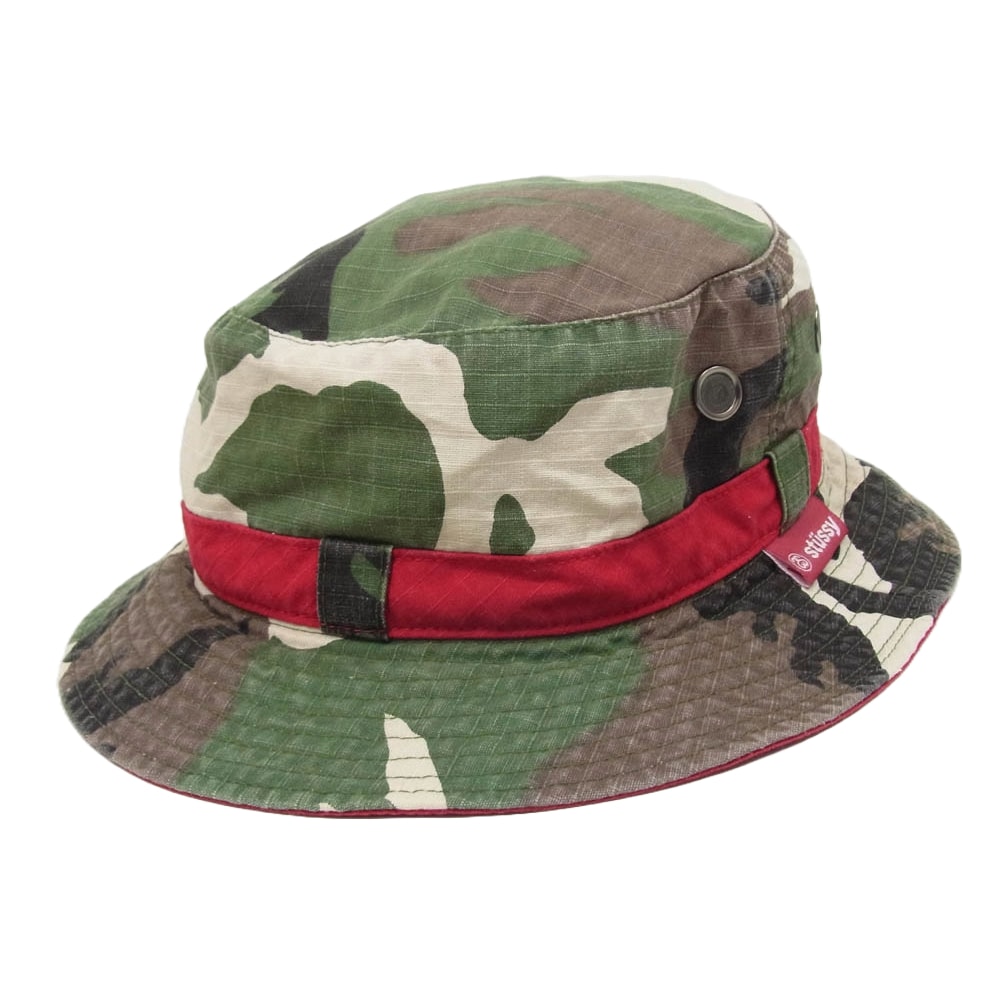 STUSSY ステューシー 帽子 Camouflage Bucket Hat カモフラージュ バケットハット カーキ系 XL【中古】