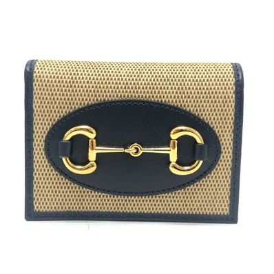 グッチ GUCCI ホースビット 621887 コンパクトウォレット 小物 2つ折り財布 キャンバス/レザー BROWN ブラウン 未使用