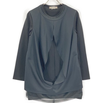 コムデギャルソン 22年 GJ-T015 ブラック カッティングレイヤードメッシュポリカットソー S