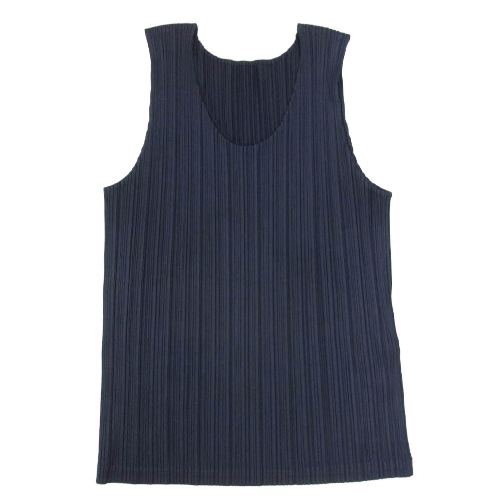 PLEATS PLEASE プリーツプリーズ イッセイミヤケ PP21-JK204 プリーツ加工 ノースリーブ カットソー ネイビー系 3【中古】