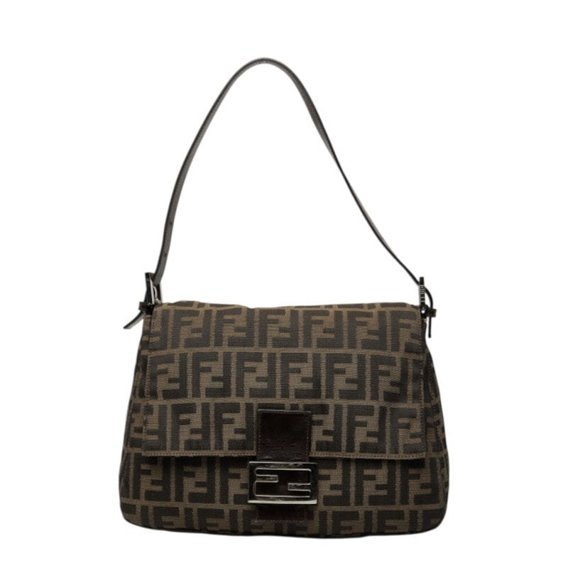フェンディ ズッカ ハンドバッグ ワンショルダー 26325 ブラウン キャンバス レザー レディース FENDI 中古