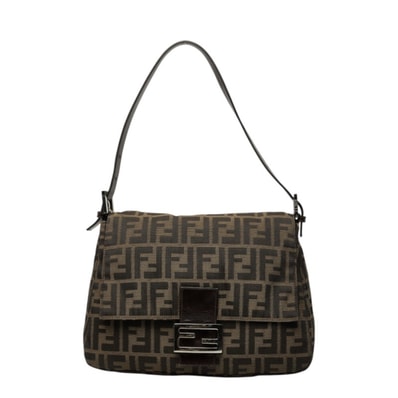 フェンディ ズッカ ハンドバッグ ワンショルダー 26325 ブラウン キャンバス レザー レディース FENDI 中古