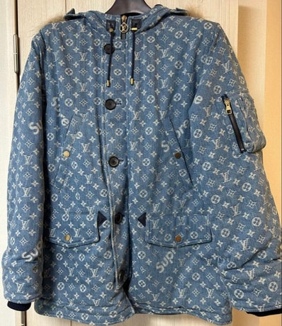 Supreme x Louis Vuitton Jacquard Denim N-3B Parka "Blue"