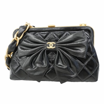 【6kd3887】シャネル ショルダーバッグ マトラッセ チェーンショルダー パテントレザー ブラック ゴールド金具【中古】レディース