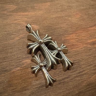 Chrome Hearts Small Triple CH Cross Pendant Top "Silver"