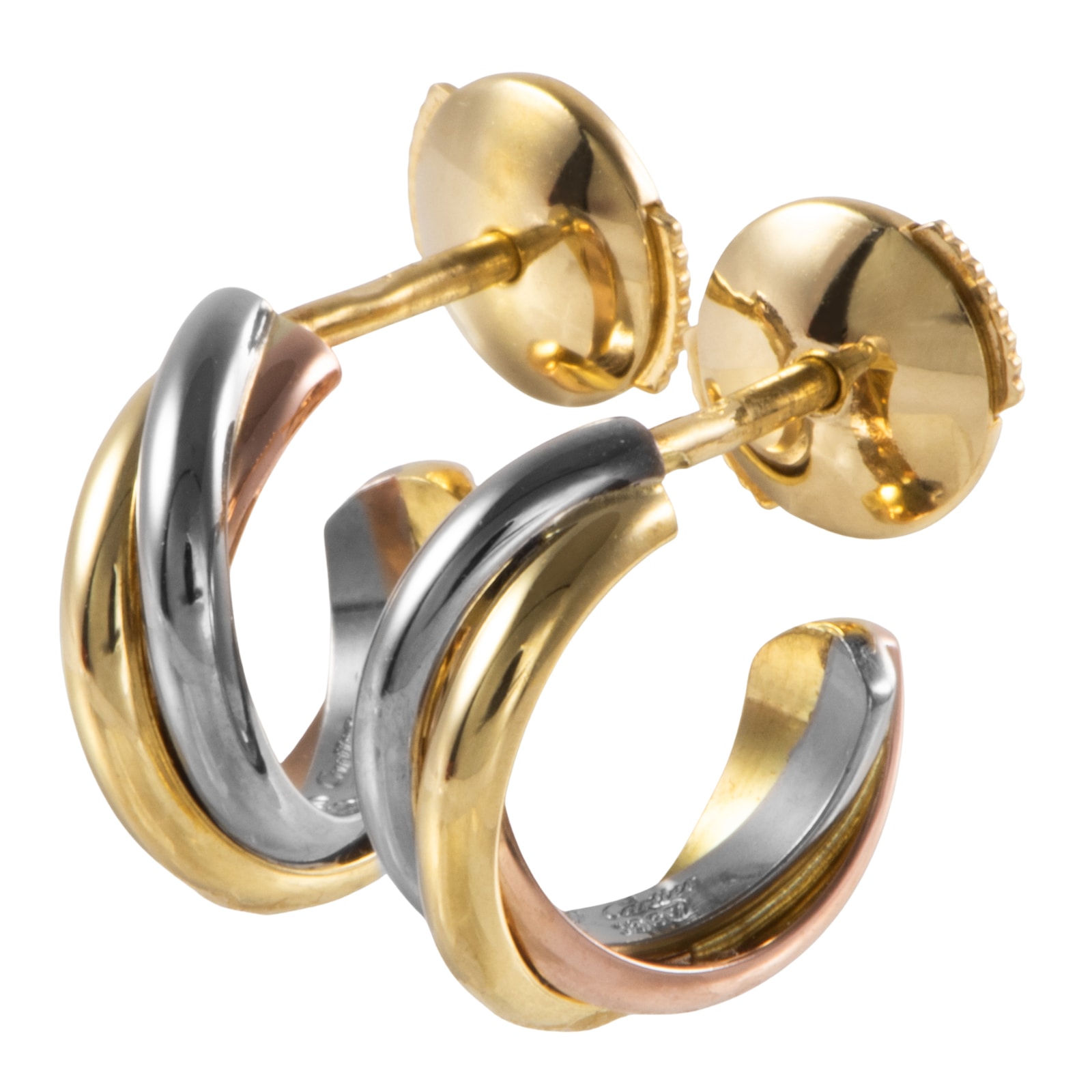 CARTIER カルティエ トリニティ イヤリング ミニモデル B8301540 ピアス スリーカラーゴールド K18YG K18WG K18PG ゴールド【中古】