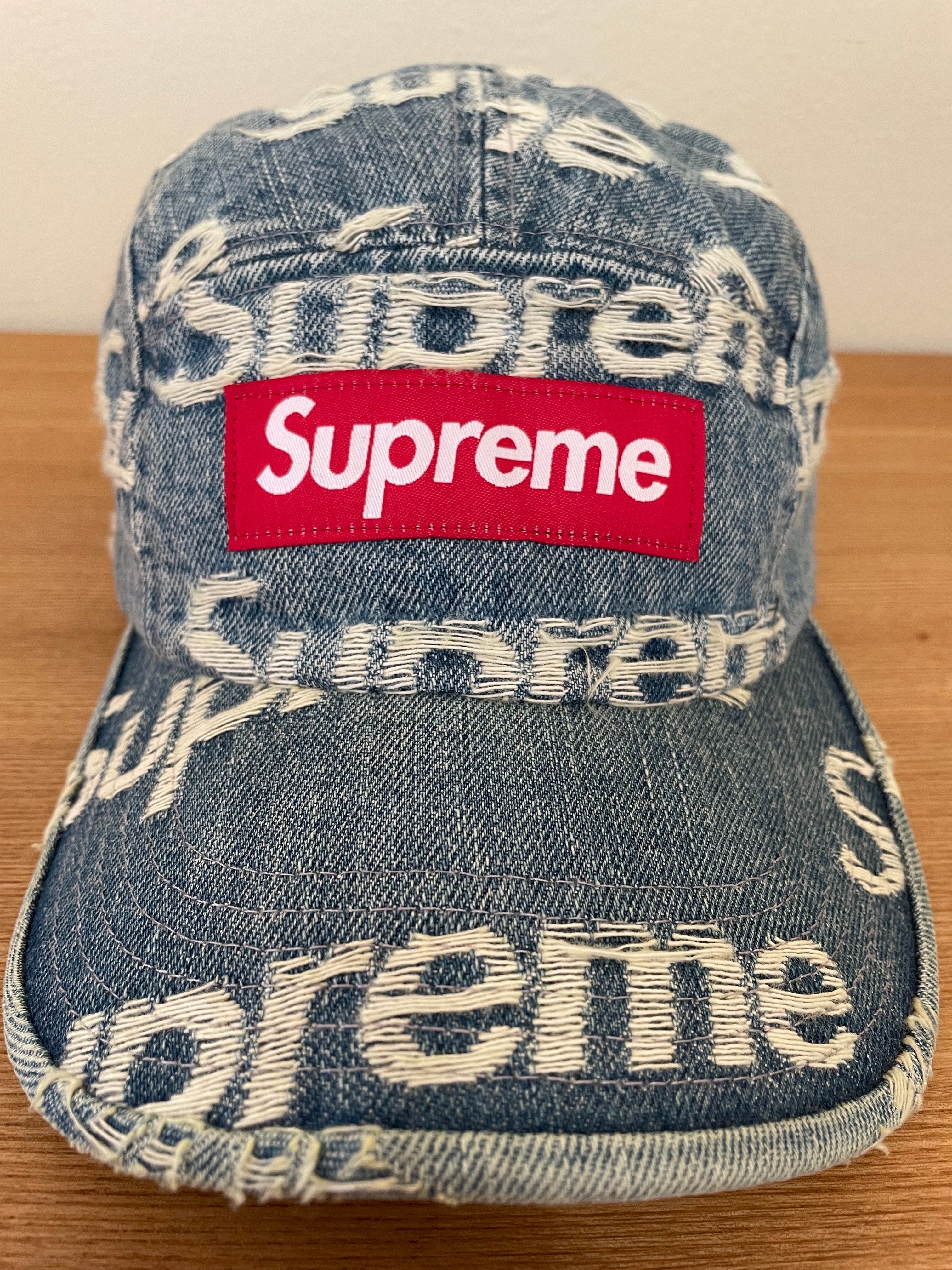 Supreme Frayed Logos Denim Camp Cap "Blue"