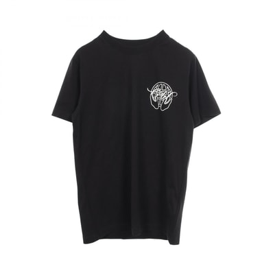 オフホワイト OFF-WHITE ロゴプリント クルーネック 半袖Tシャツ 衣料品 トップス コットン メンズ ブラック系 【中古】