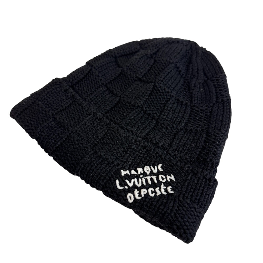 ルイヴィトン LOUIS VUITTON ニットキャップ ダミエ柄 ビーニー・ダミエ ヘリテージ スナッグ ニット帽 M92739 ブラック