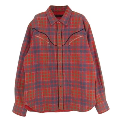 UNDERCOVER アンダーカバー 長袖シャツ M290 UNDERCOVER ISM DAVF期 ウェスタン チェック 長袖 シャツ レッド系 M【中古】