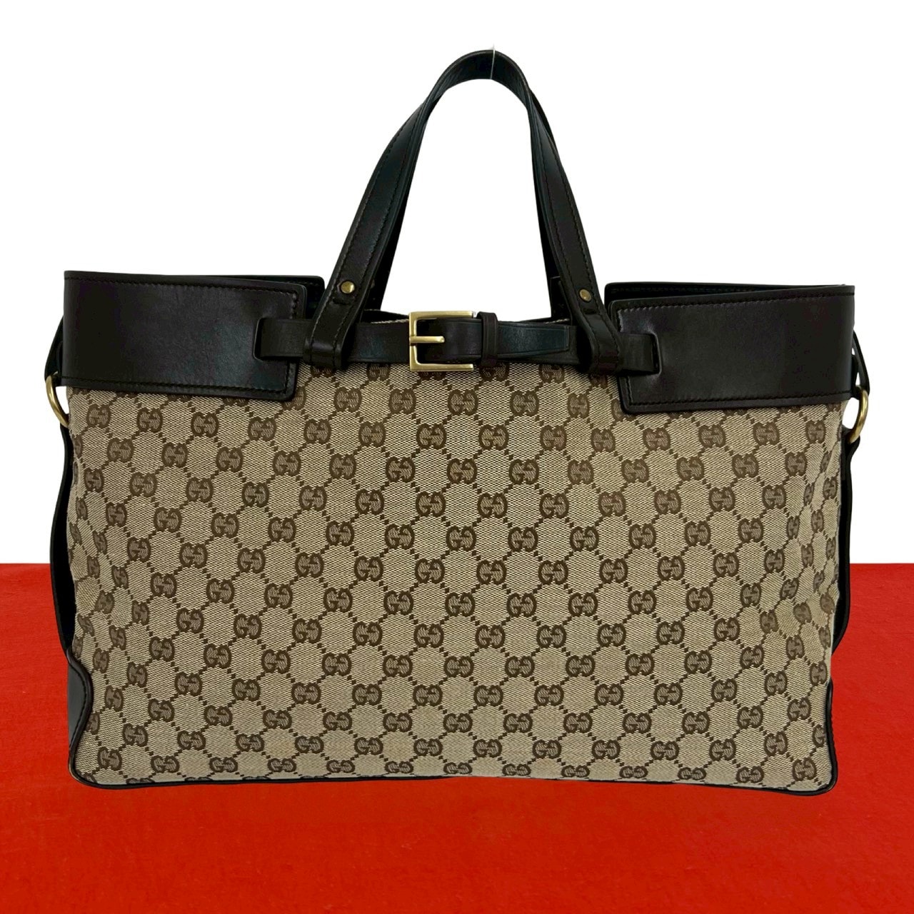 GUCCI グッチ GG 柄 キャンバス レザー ハンドバッグ ブラウン
50189