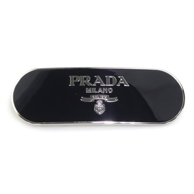 プラダ PRADA バレッタ メタル ブラック/シルバー レディース【中古】 r11251i