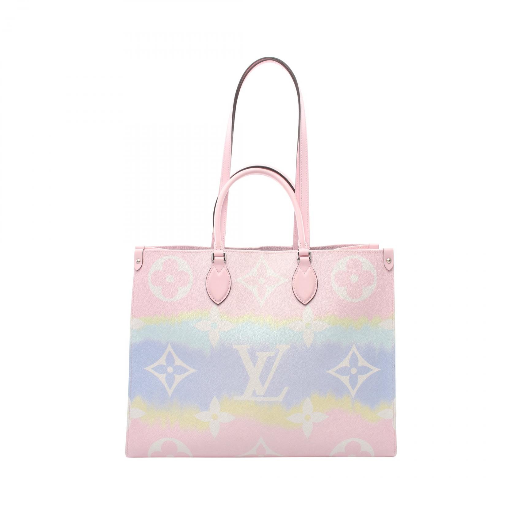 ルイ・ヴィトン LOUIS VUITTON オンザゴーGM LVエスカル パステル 2WAY トートバッグ バッグ PVCコーティングキャンバス レザー レディース ピンク系 / マルチカラー M45119 【中古】