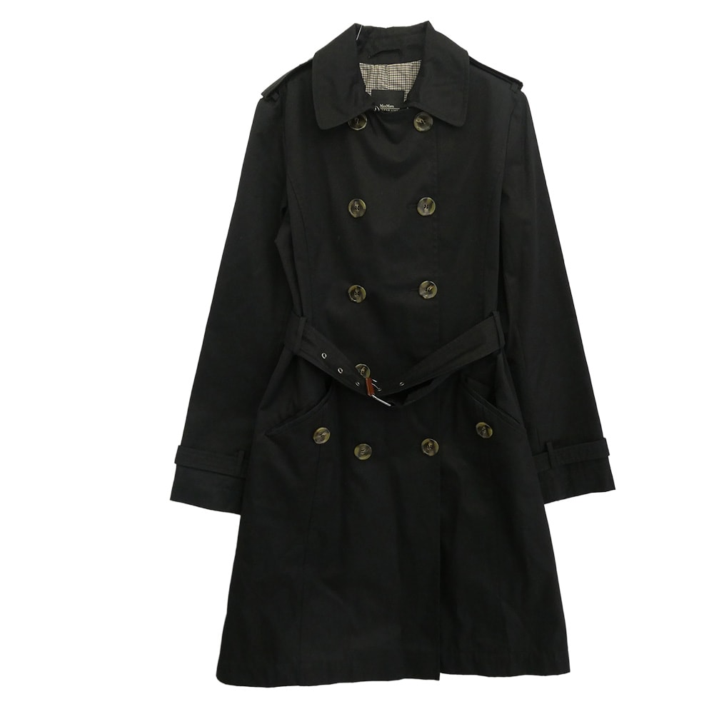 MAX MARA マックスマーラ ジャケット 50260279 Weekend Line ウィークエンドライン 裏地チェック トレンチコート ブラック系 40【中古】
