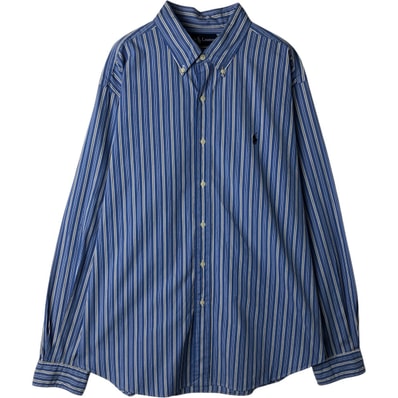 古着 ラルフローレン Ralph Lauren CLASSIC FIT クラシックフィット マルチストライプ 長袖 ボタンダウンストライプシャツ メンズXL相当/eaa628611
