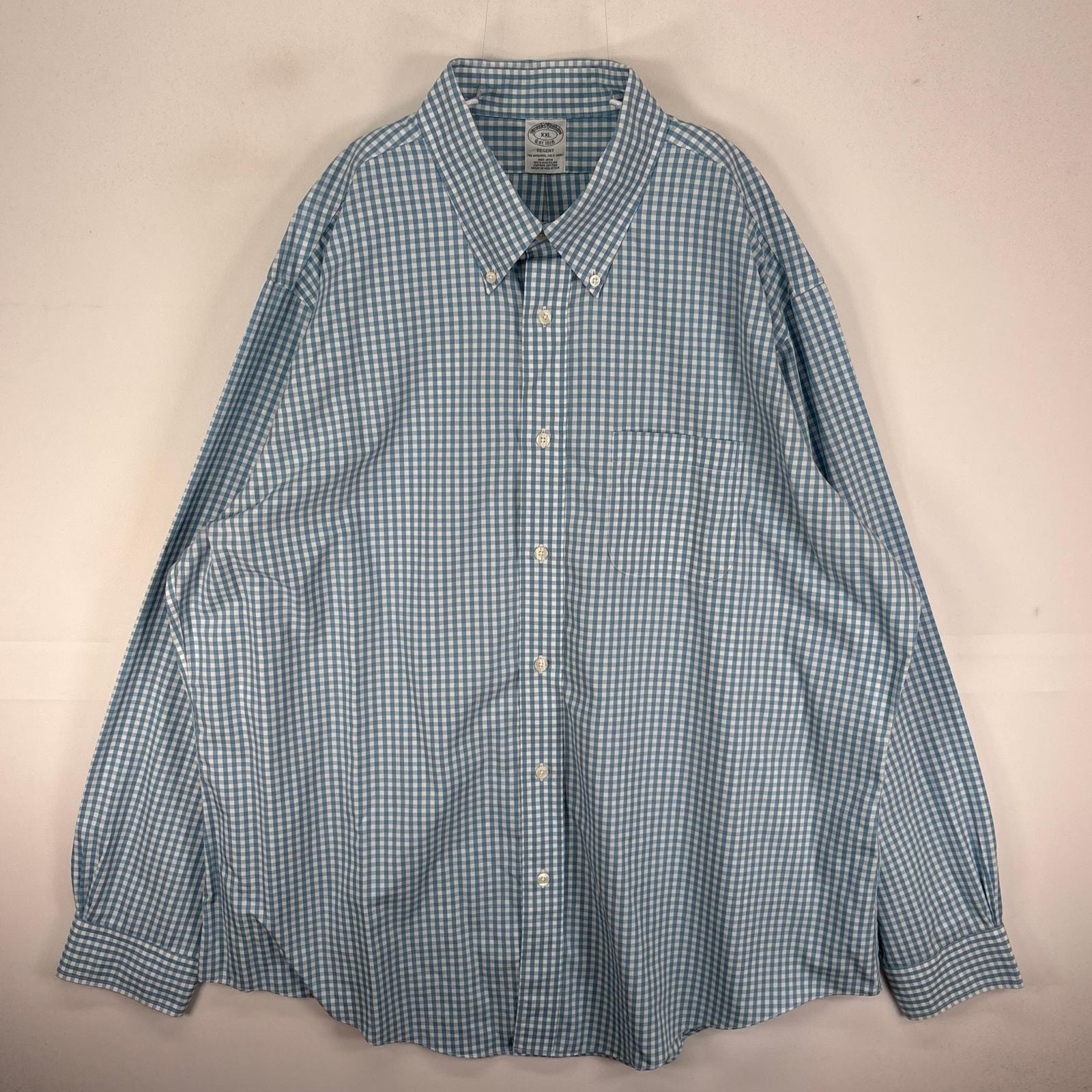 古着 ブルックスブラザーズ Brooks Brothers 長袖シャツ 胸ポケ 2XL ブルー系 チェック メンズ