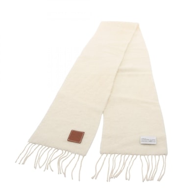 ロエベ LOEWE アナグラム スカーフ マフラー 衣料品 ウール モヘヤ レディース アイボリー系 28003861 【中古】