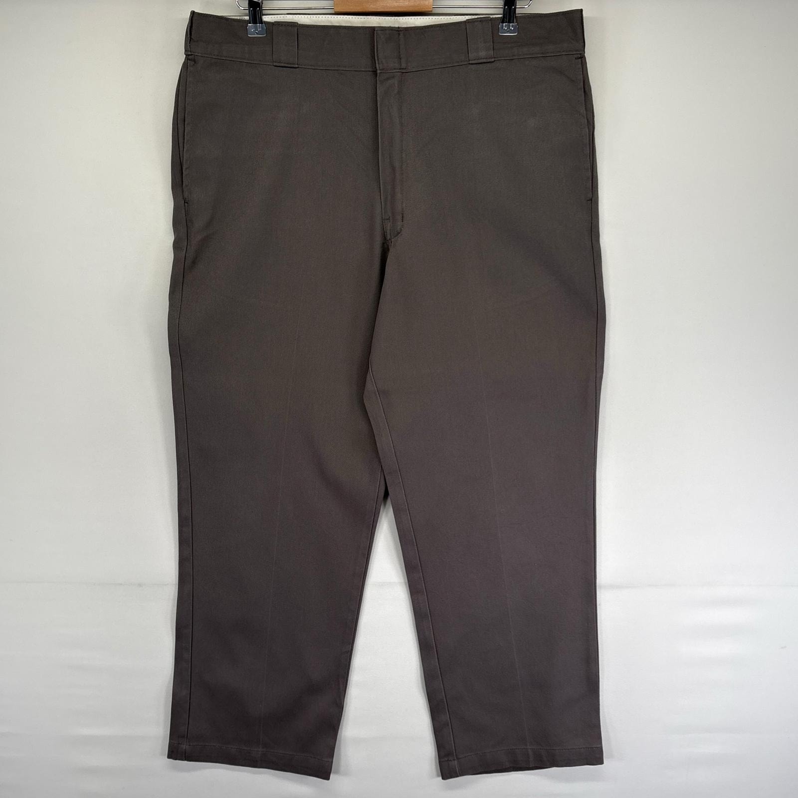 古着 ディッキーズ Dickies パンツ 874 ストレート センタープレス ジップ チノパン ワンポイントロゴ w38 L30  グレー系 メンズ
