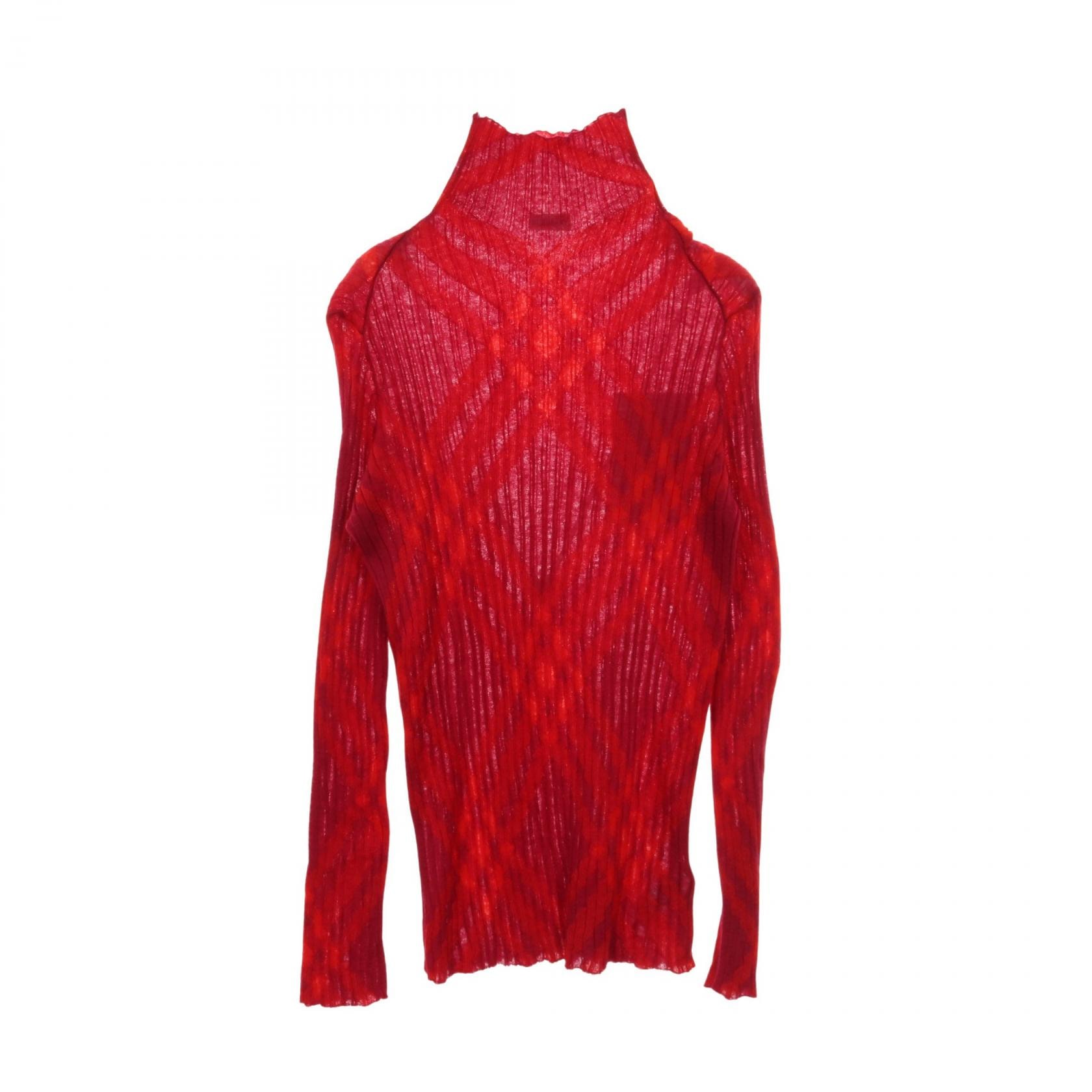 バーバリー BURBERRY Plaid Check リブ ニット 衣料品 トップス ウール レディース ピンク系 / レッド系 【中古】