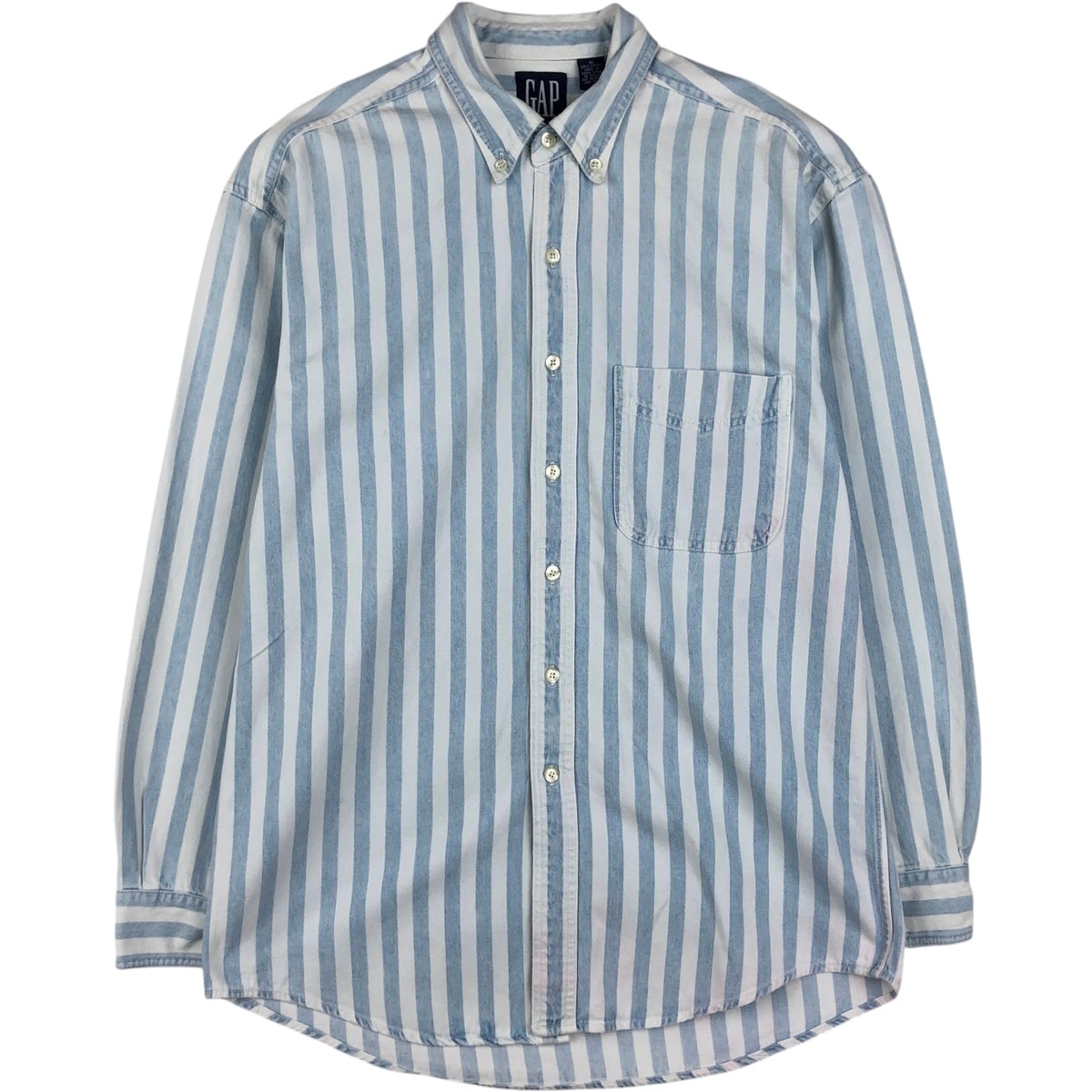 古着 90年代 ギャップ GAP オールドギャップ ストライプ柄 長袖 デニムシャツ メンズM相当 ヴィンテージ/eaa646657