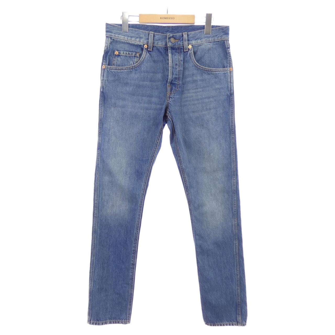 GUCCI Denim Pant With Leather Label "Blue"