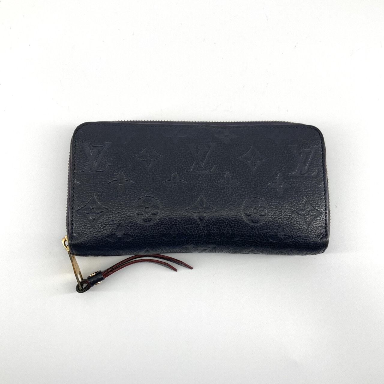 LOUIS VUITTON(ルイ・ヴィトン) モノグラム アンプラント ジッピーウォレット マリーヌルージュ カーフレザー M62121 長財布 251.21g ネイビー×レッド